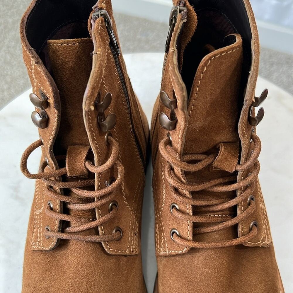 Frye NEW Russell Tan Leather Lace Up Zip Boots Men’s Size 9 - Picture 11 of 11